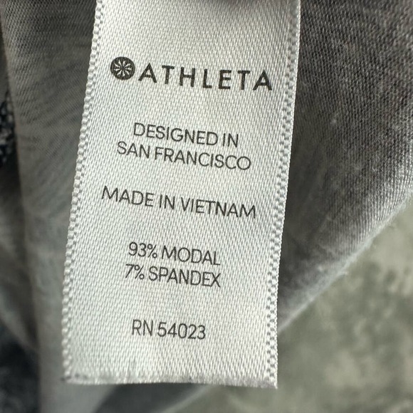 Athleta Women's Small S Leaf Print Sleeveless Fit Flare Midi Dress Blue White - Picture 6 of 9